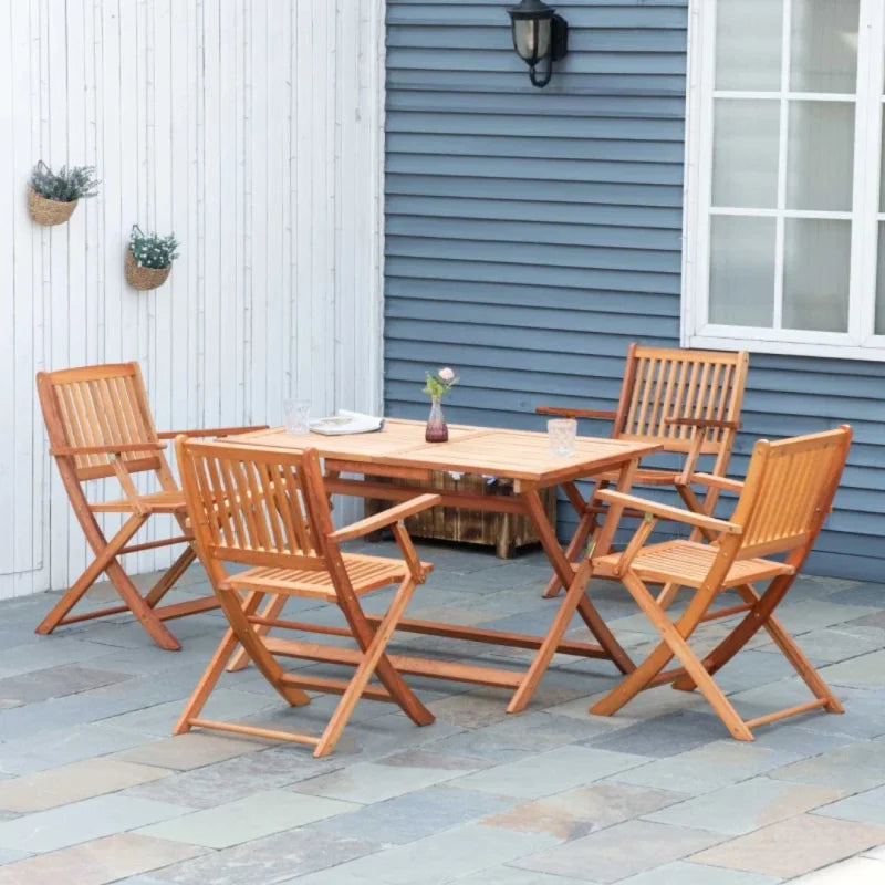 Salon de Jardin en Bois Pliable Extérieur